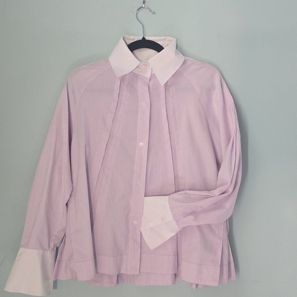 Ravel Button Down Shirt With Flare Sleeves And Stitch Detailing Business Work